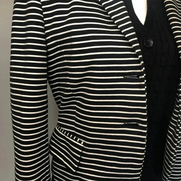 Part Two Black and White Striped Crop Blazer - Picture 4 of 10